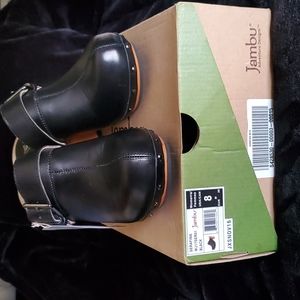NWT Jambu "Serafina" Leather Open Back High Hell Clogs